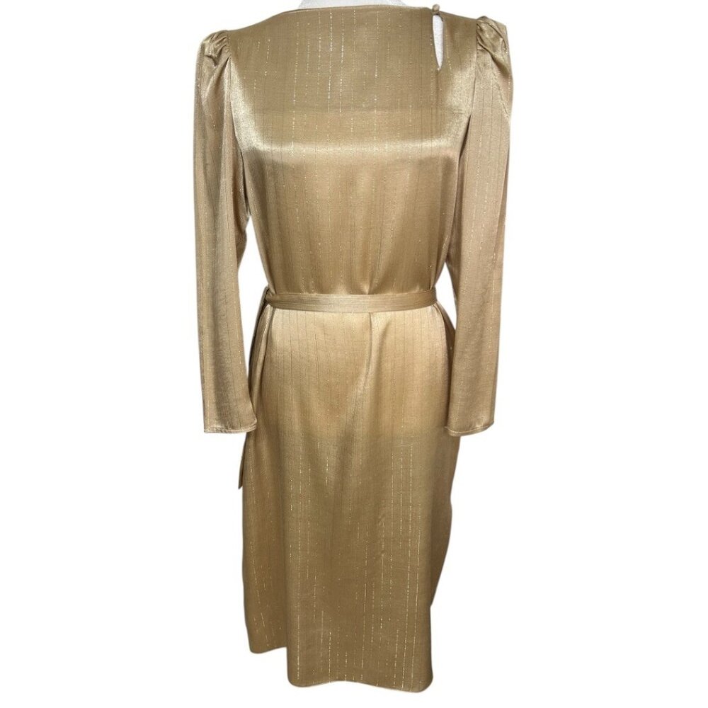 Vintage ILGWU‎ Gold Metallic Long-Sleeve Dress - Size 9